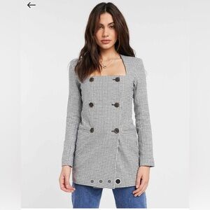 ASOS Square Neck Gingham Blazer